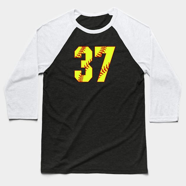 Fastpitch Softball Number 37 #37 Softball Shirt Jersey Uniform Favorite Player Biggest Fan Baseball T-Shirt by TeeCreations